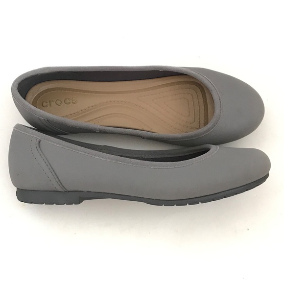 CROCS Marin Ballet Flats Comfort Shoes Gray Colorite Slip On Women’s Size 8 - Picture 2 of 15